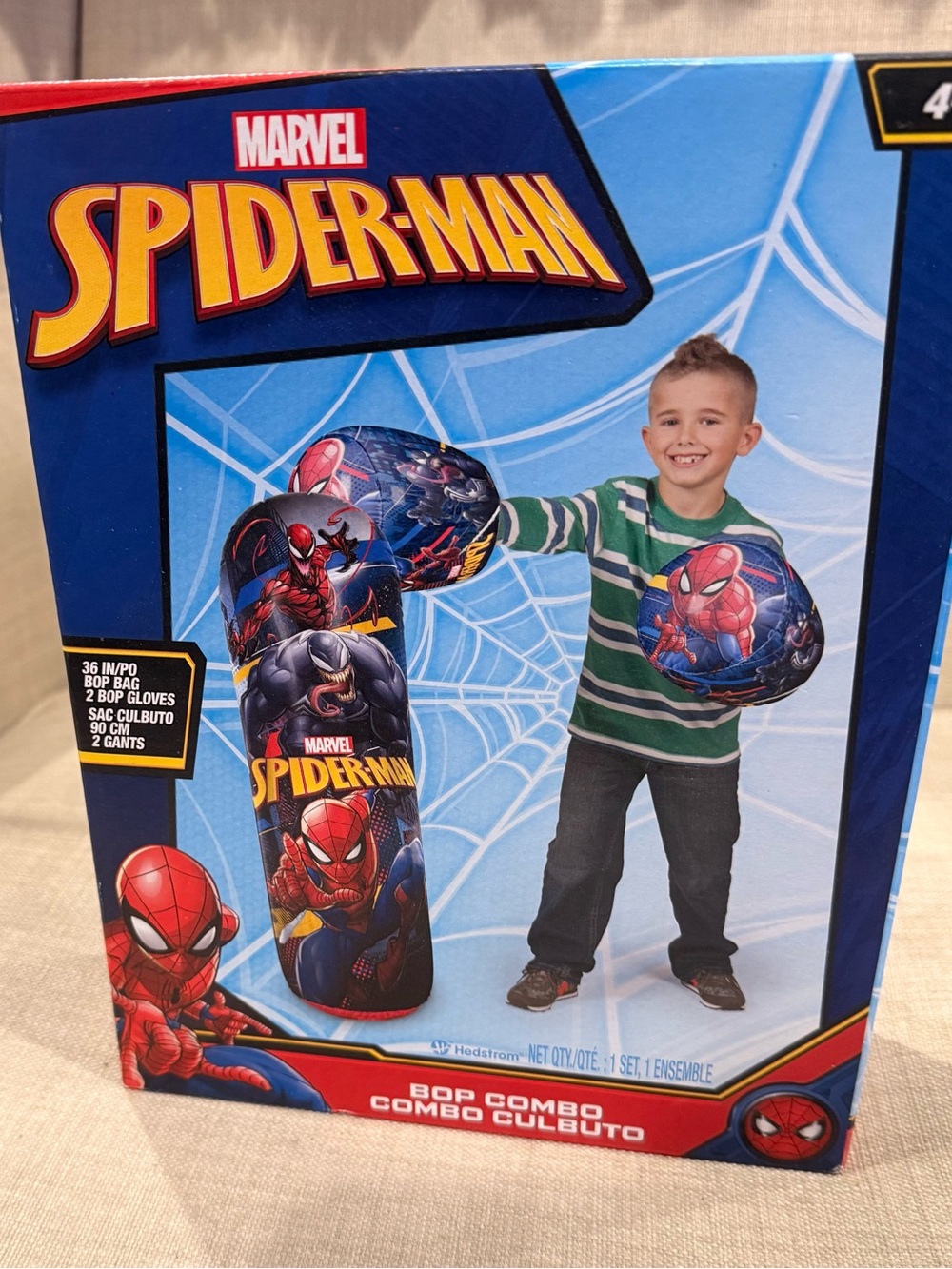 Hedstrom Spider-Man 36in Bop Combo Punching Bag with 2 Gloves Age 4+